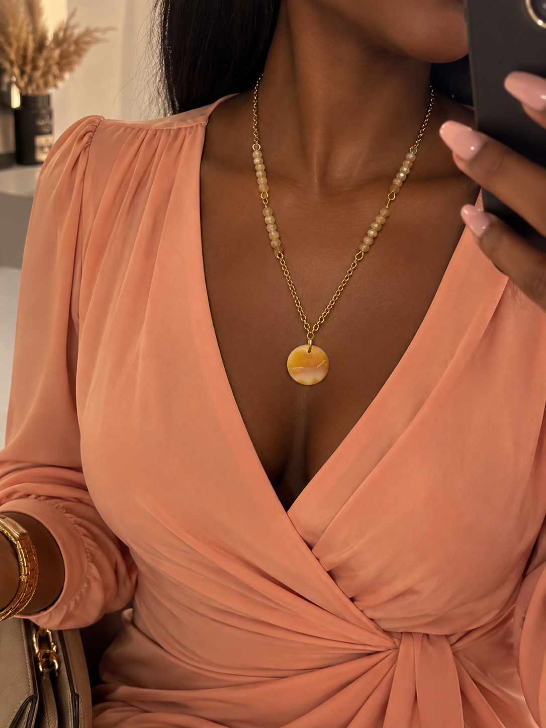 Collier sphère nacré