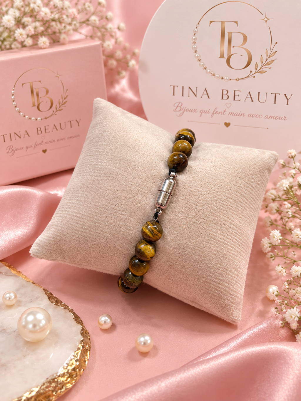 Bracelet pour lui pour Oeil de tigre brut